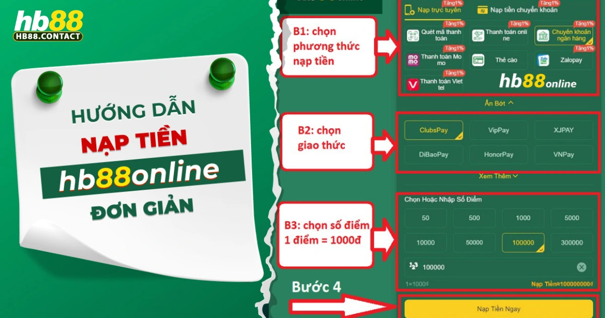 HB88 - Cá Cược Thể Thao, Casino Online Đỉnh Cao 2026 31 Cách nạp tiền tại HB88